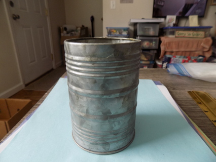 4 in. tall galvanized tin can look candle 3 inch round