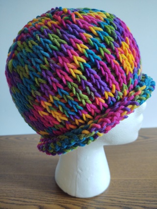 Hand Crocheted Tunisian  Knit Stitch Slouch Hat 