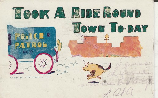 Vintage Used Postcard: (e): 1905 Took a Ride Around Town Today