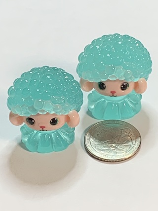 LAMBS~#6~TEAL~SET OF 2 LAMBS~GLOW IN THE DARK~FREE SHIPPING!