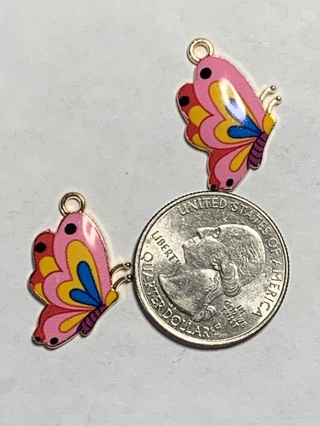 ❤BUTTERFLY CHARMS~#2~SIDE VIEW~SET OF 2~FREE SHIPPING❤