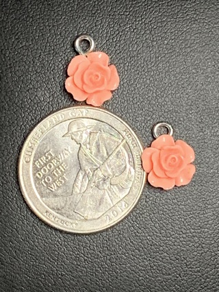 ROSE CHARMS~#6~PEACH~SET OF 2~FREE SHIPPING!