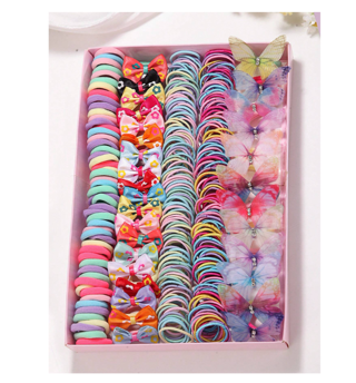 266pcs Girls Multicolored Hair Ties Set