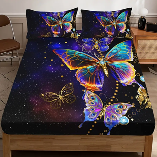 Beautiful Butterfly Queen SZ 3PC Sheet Set BNIP