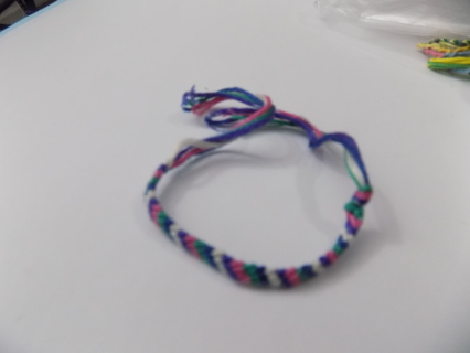 1/4 inch wide woven pastel thread childs friendship bracelet pink blue, white stripe