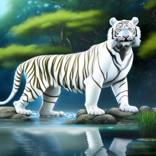 Listia Digital Collectible: White Tiger In Emerald Forest