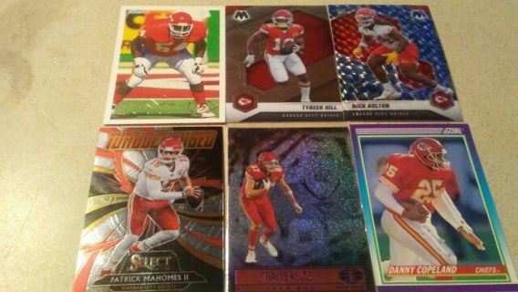 6 CARD LOT SUPER BOWL BOUND KANSAS CITY CHIEFS FOOTBALL CARD LOT- MAHOMES KELCE MORE!