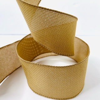 Burlap Tan 2.5” Wire Edge Ribbon 