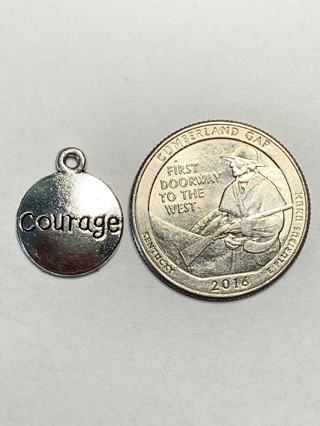 ♦♦COURAGE CHARM~#3~SILVER~FREE SHIPPING♦♦