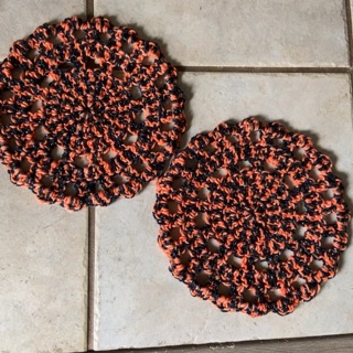 BN Pair of 9x9” Hand Crochet Doilies .