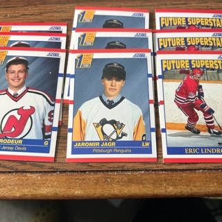 9ct 1990-91 Score Hockey, Brodeur, Lindros, Jagr rookie card lot