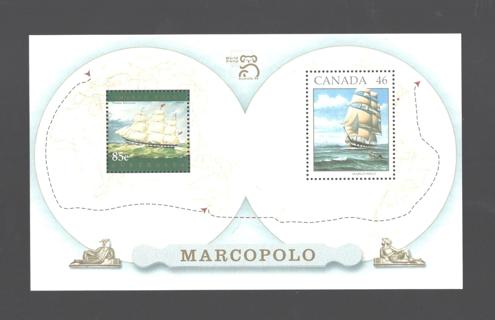 Canada Souvenir Sheet Ship Stamps- Marco Polo - Joint Issue with Australia MNH