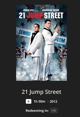 21 Jump Street MA VUDU HD Digital Movie Code