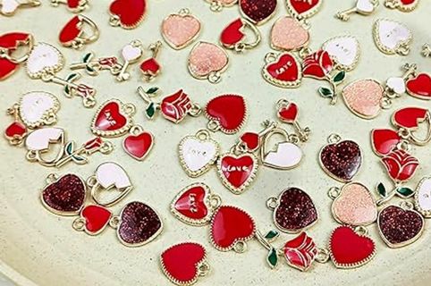 10pcs Enamel Mixed Heart Charms Lot 10 (PLEASE READ DESCRIPTION)