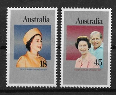 1977 Australia 659-60 Queen Elizabeth Silver Jubilee MNH C/S of 2