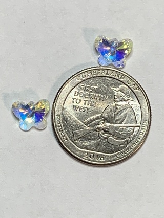 AB CRYSTAL CHARMS~#24~BUTTERFLY~SET OF 2 CHARMS~FREE SHIPPING!