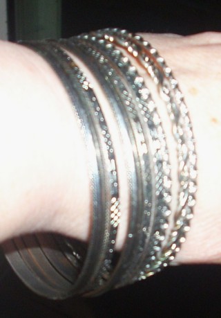 Lot of 8 - Large Silver color Bracelets