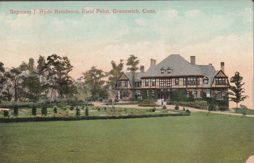 Vintage Used Postcard: (a): 1909 Seymour J Residence, Field Point, Greenwich, CT