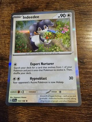 Pokemon Indeedee holo rare card 153/198