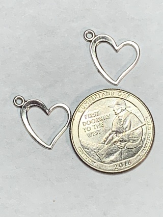 ♥SIDEWAYS HEART CHARMS~#10~SILVER~SET OF 2 CHARMS~FREE SHIPPING♥