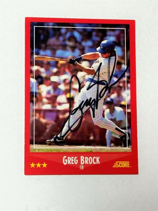 Autographed 1988 Score Baseball Card Greg Brock Milwaukee Brewers #234