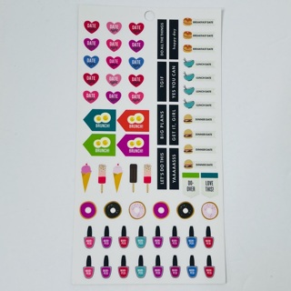 Plans Date Brunch Nails Brightly Colored Planner Sticker Sheet 