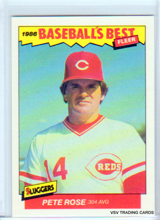 Pete Rose, 1986 Fleer Baseball's Best Sluggers Card #29, Cincinnati Reds, (LB3)