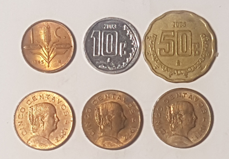 Lot 6 Coin Mexico 1 centavo 1965 5 10 50 centavos 1971 1972 1973 2003 2005