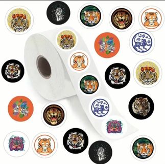 ➡️⭕(10) 1" TIGER STICKERS!! (SET 3 of 4)⭕ WILD ANIMAL