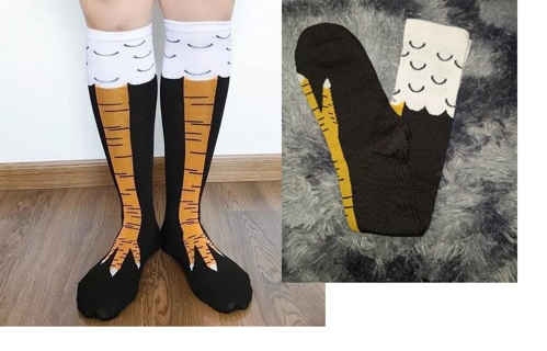 New ~ CHICKEN LEG FEET SOCKS Women 5-9 Knee Novelty Costume FUNNY