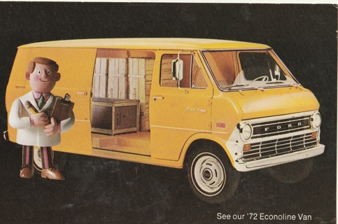 Vintage Unused Postcard: x: 1972 Econoline Van