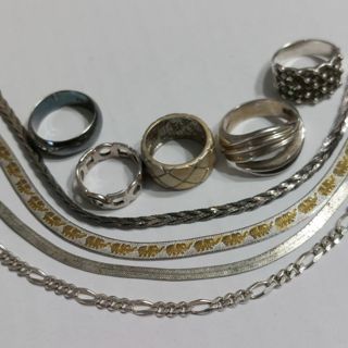 Sterling silver lot rings, bracelets 47.3 grams