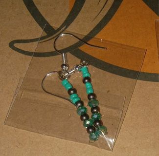 New green crystal beaded dainty hook earrings