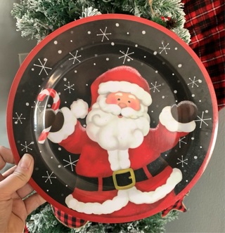 Plastic Cute Santa Clause Cookie Plate - Preowned 