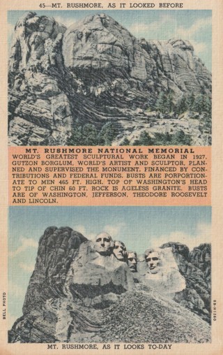 Vintage Used Postcard: 1959 Mt Rushmoore, Before & After