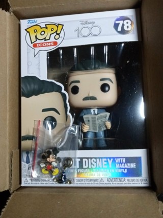 Funko POP Icons Figure - WALT DISNEY WITH MAGAZINE #78 Mint with Mickey Mouse Pin & Wizard Hat Charm