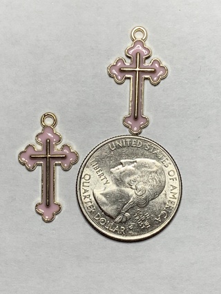 ✝COLORED CROSS CHARMS~#1~LIGHT PINK~FREE SHIPPING✝