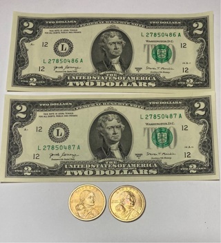 Collectible Two Dollar Bills & Sacagawea Coins! 