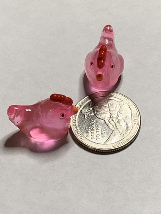 CHICKENS~#14~DARK PINK~SET OF 2~GLOW IN THE DARK~FREE SHIPPING!