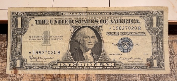 Vintage Series 1957 B Blue Seal One Dollar Silver Certificate STAR NOTE