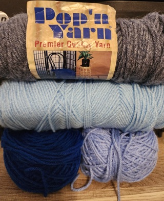 Lot of 4 - Blue Yarns - total weight is 8.2 ozs