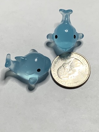 DOLPHINS~#3~BLUE~SET OF 2~GLOW IN THE DARK~FREE SHIPPING!