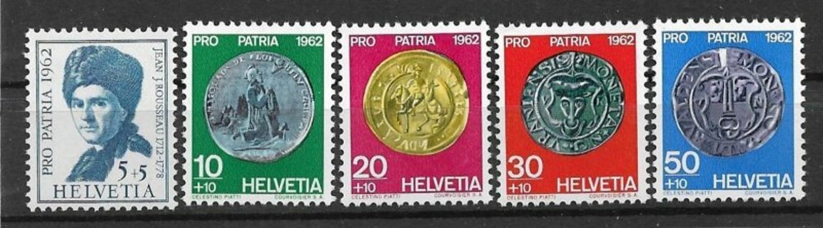 1962 Switzerland B313-7 complete Pro Patria set of 5 MNH