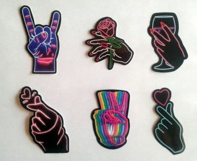 Six Neon Vinyl Stickers #1