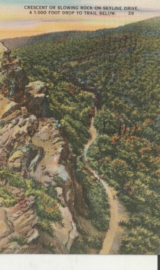 Vintage Used Postcard: 1948 Crescent or Blowing Rock, Skyline Drive, VA