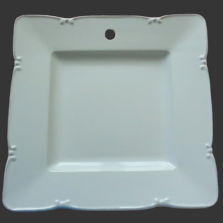 New Ganz White Ceramic 9" Square Serving Dish Plate Kitchen Dining + Artichoke Accent Topper