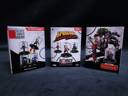 Lot of 3 Set Series 1 Marvel Spider-man Maximum Venom Domez Miniatures Boxes