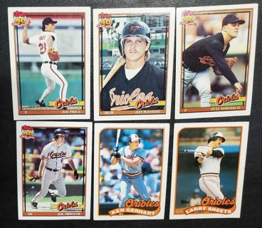 6 Orioles 89 & 91 Cards