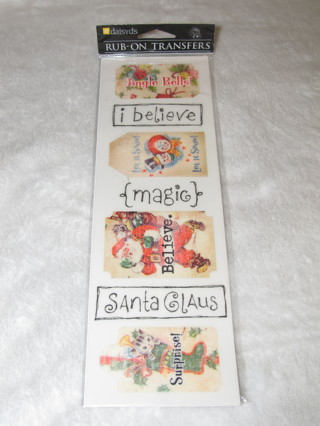 Rub On Transfers 'I Believe Tags' Christmas, Snowman, Jingle Bells, Magic etc