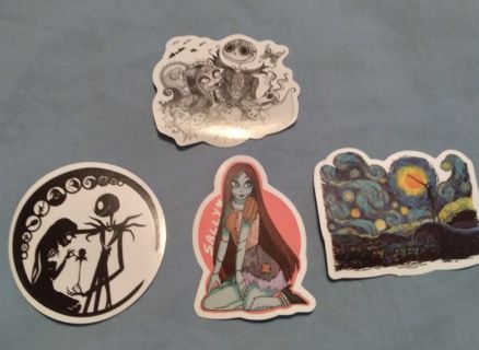 4 Nightmare Before Christmas Stickers. (Nice size)